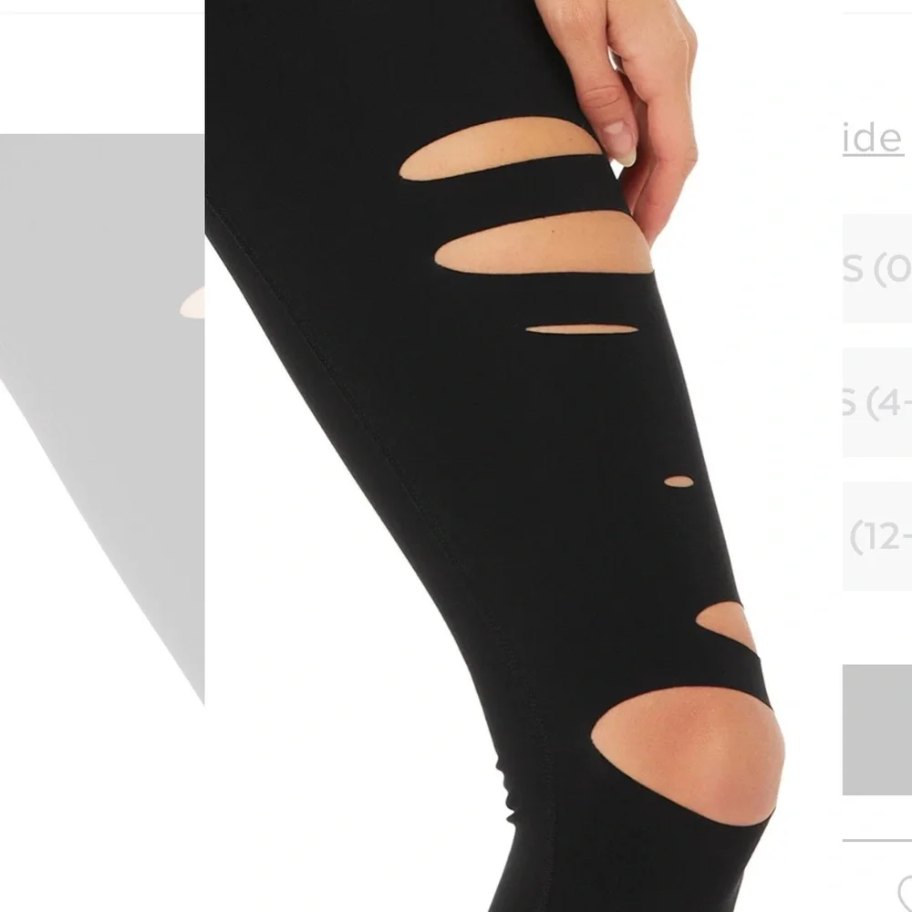 ALO Yoga High-Waist Ripped Warrior Legging size XXS perfect condition NO flaws - Picture 8 of 16